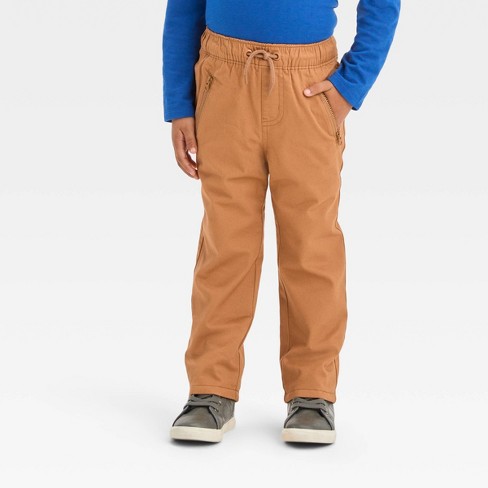 Toddler Boys' Fleece Lined Pull-on Pants - Cat & Jack™ Khaki 2t : Target