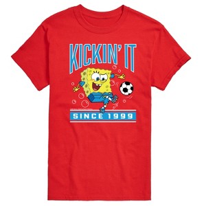 Men's Spongebob Squarepants Kickin It Since 1999 Short Sleeve Graphic T-Shirt - Red - 3 X-Large - 1 of 4