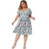 Agnes Orinda Women's Plus Size Floral Inverted Box Pleat Boho T-Shirt Dresses - 3 of 4