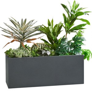 Wallowa Weather Resistant Seamless Metal Flower Box with Drainage Hole and Modern Design Gray - 1 of 4