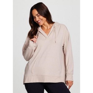 RBX Active Women's Ultra Lightweight French Terry V-Neck Hoodie Tunic Sweatshirt with Pocket - 1 of 4