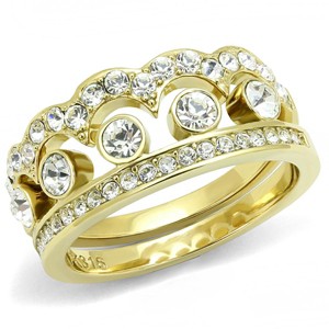 Slickblue Women's Stainless Steel Ring with IP Gold Finish and Clear Simulated Crystal, Size 5-10 - 1 of 4