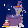 Junior's Design By Humans Halloween Kitty Cauldron By machmigo T-Shirt - 2 of 2