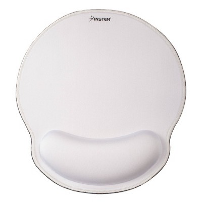 Insten Mouse Pad with Wrist Support Rest, Stitched Edge Mat, Ergonomic Support, Pain Relief Memory Foam, Round, White, 10.5 x 9.5 inches