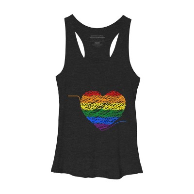 Adult Design By Humans Rainbow Colored String Pride Heart By corndesign Racerback Tank Top