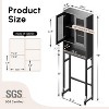 Storage cabinet above the bathroom, bathroom manager with tempered glass door, thick metal bracket and MDF wood, independent space saving, black - 2 of 4