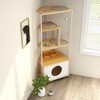 Okak Corner Cat Tower with 3-Tier Climbing Platforms, Cat Tree with Scratching Post, Cat Tree Tower with Feeding Box for Indoor Cats, White+Oak - 2 of 4