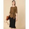 INSPIRE CHIC Women's Casual Asymmetrical Hem Ruched 3/4 Sleeves Round Neck Blouse Top - 4 of 4