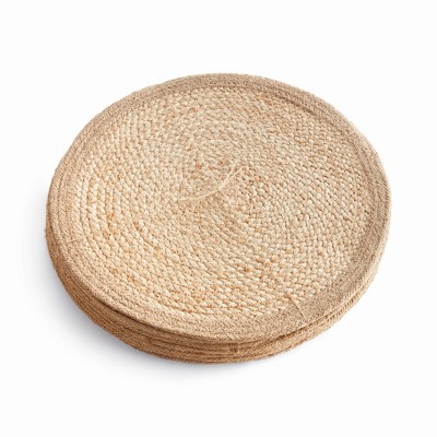 Plum & Post Jute Coil Round Placemats, Set of 8 - Natural/Taupe