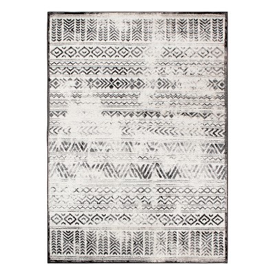 World Rug Gallery Distressed Geometric Bohemian Area Rug - Black 5' X 7 ...