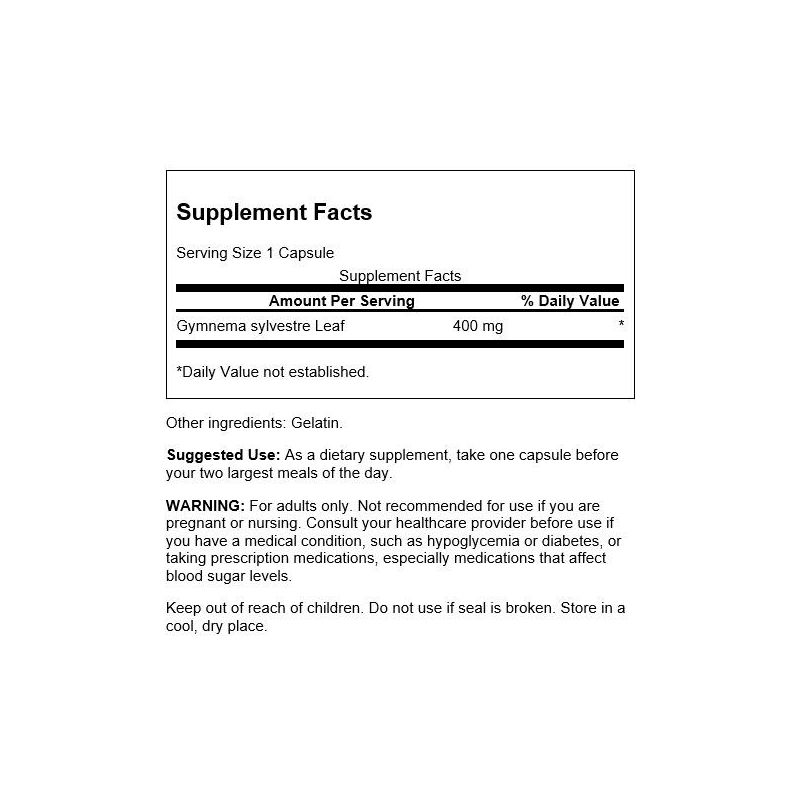Swanson Herbal Supplements Full Spectrum Gymnema Sylvestre Leaf 400 mg Capsule 100ct, 2 of 3