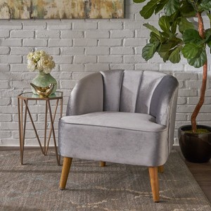 Modern Velvet Accent Chair with wood legs-Christopher Knight Home - 1 of 4