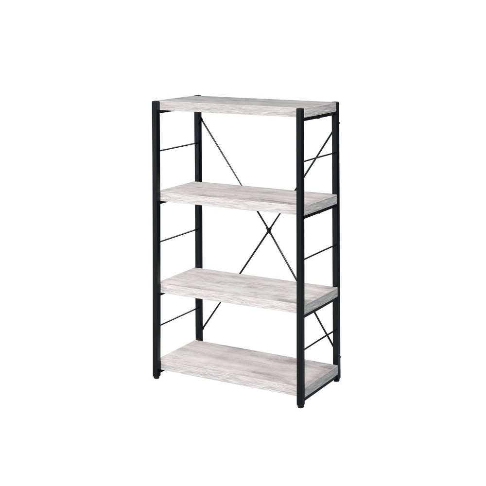 Photos - Garden & Outdoor Decoration Acme Furniture 43" Jurgen Bookcase Antique White/Ash/Black: Metal Frame, 4