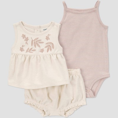 Carter's Just One You® Baby Girls' Floral Top & Bottom Set - Brown