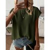 Womens Summer Cap Sleeve Tops Trendy Casual Crew Neck Knit Lightweight Sweater Pullover Top - 3 of 4