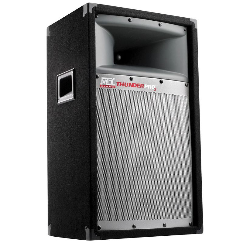 MTX TP1200 12 Inch 300 Watt 2 Way Loud Cabinet Tower Professional DJ PA Loudspeaker Audio System with Durable Corner Braces and Carry Handles, 1 of 7