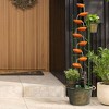 LuxenHome 50.4-Inch H Metal Orange Lotus Cascade Outdoor Fountain Brown - 2 of 4