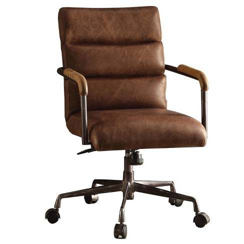 Metal And Top Grain Leather Executive, Leather Computer Chair