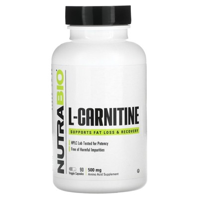NutraBio L-Carnitine, 500 mg, 90 Veggie Capsules