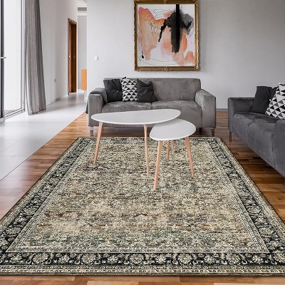 Runner Washable Vintage Floral Entryway Rug Soft Low Pile Non-Slip Non-Shedding Oriental Distressed Rug Hallway Laundry