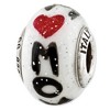 Black Bow Jewelry Sterling Silver & White Italian Murano Glass Mom & Hearts Bead Charm - 3 of 4