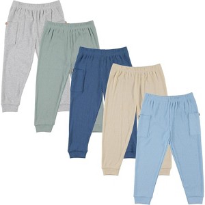 Cudlie 5-Pack Baby/Toddler Boys Jogger Pants - Lightweight Tapered Sweatpants - Lounge Jogger for Boys - 1 of 1