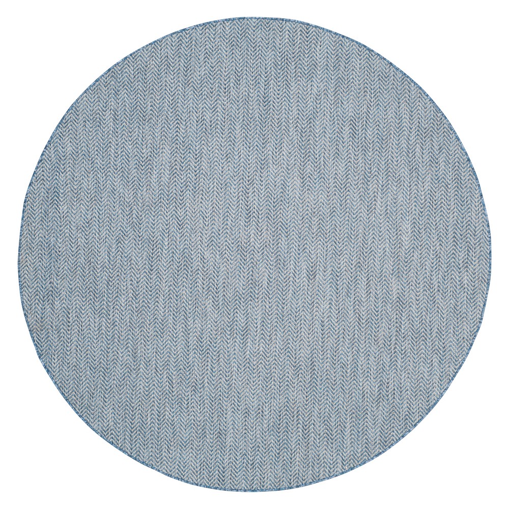 6'7in Round Positano Outdoor Patio Rug Navy/Gray - Safavieh
