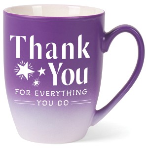 Elanze Designs Thank You Everything You Do Two Toned Ombre Matte Purple and White 12 ounce Ceramic Stoneware Coffee Cup Mug - 1 of 4