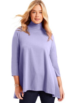 June + Vie by Roaman's Women's Plus Size One+Only Mock-Neck Tunic