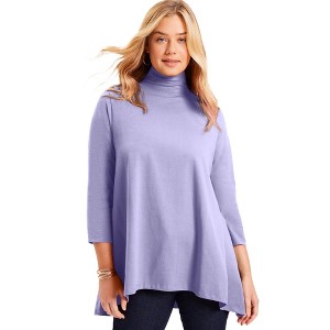June + Vie by Roaman's Women's Plus Size One+Only Mock-Neck Tunic - 1 of 4