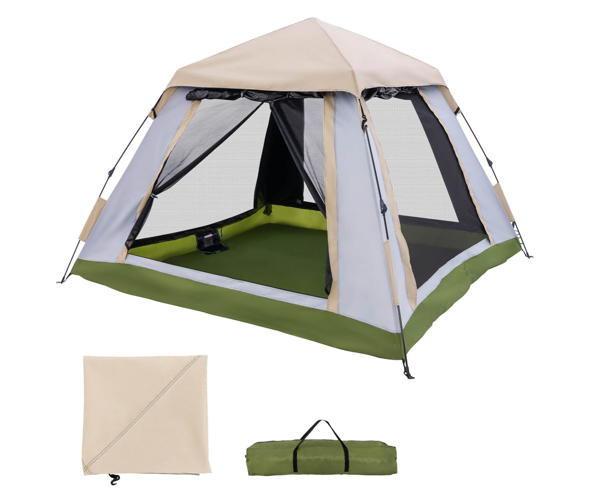 Instant Pop-up Tent 2-4 Person Camping Tent w/ Removable Rainfly & Carrying Bag