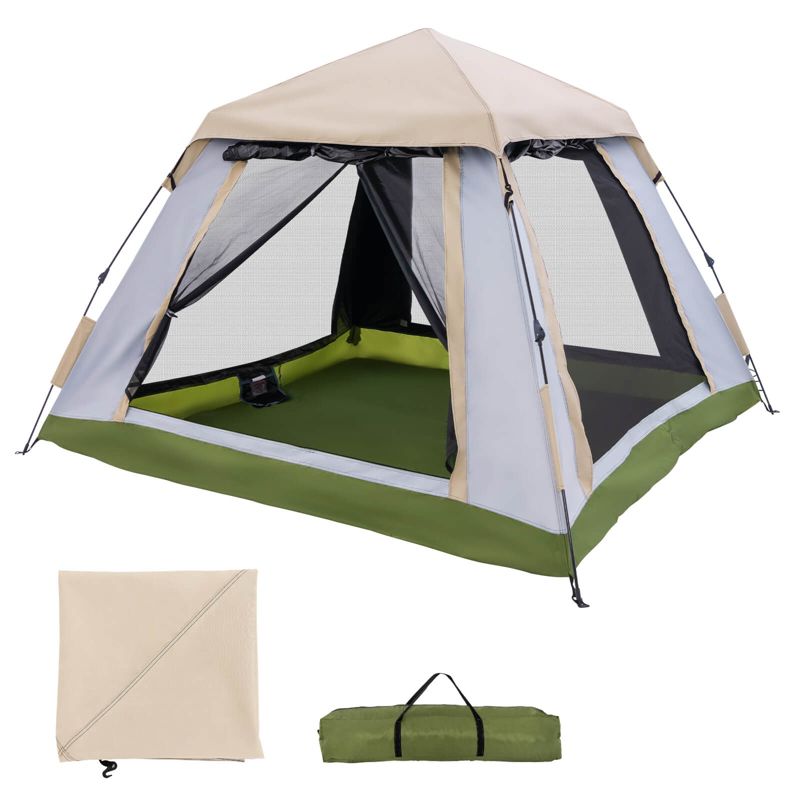 Instant Pop-up Tent 2-4 Person Camping Tent w/ Removable Rainfly & Carrying Bag, 1 of 11