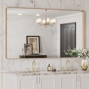 KIOTEE Rectangular Aluminum Alloy Framed and Tempered Glass Wall Bathroom Vanity Mirror in Matte Black - 1 of 4