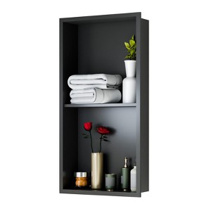 Stainless Steel Shower Niche, 12" X 24" No Tile Needed Recessed Shower Niche Shelf,Modern Wall Storage Niche for Bathroom Storage - 1 of 4