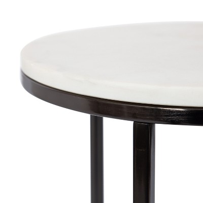 White Marble and Gunmetal Round Nesting Tables Set