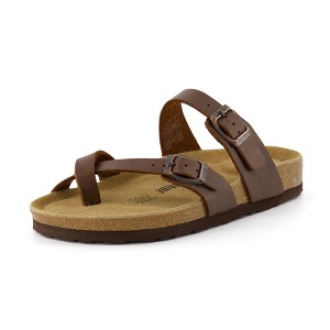 CUSHIONAIRE Luna Cork Footbed Women's Sandals-Comfortable Slip-On Slides with Adjustable Straps & Memory Foam|Beach Essential Summer Sandals for Women - 1 of 4