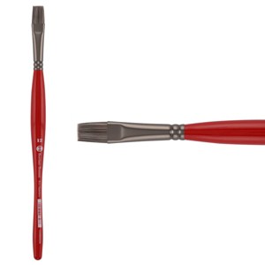 Borciani Bonazzi UNICO Silver Synthetic Series 811 Paint Brush, Flat 10 - Medium Handle Paintbrush Handcrafted in Italy, Cruelty-Free, Acrylic, Oil, - 1 of 4
