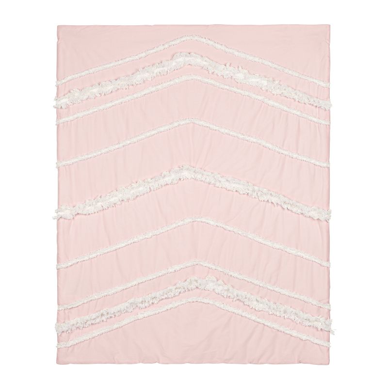 Sweet Jojo Designs Girl Baby Crib Bedding Set - Boho Fringe Blush Pink and Ivory 4pc, 3 of 7