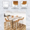 LeisureMod Elland 41" Upholstered Leather Bar Stool with Iron Legs - Modern White Base and Footrest Counter Height Stool for Kitchen and Bar, Set of 2 - 3 of 4