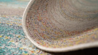 Contemporary Blue and Brown Abstract Rectangular Area Rug