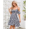 Clearlove Maternity Nursing Dress Womens Strap Ruffle Sleeve Daisy Printed A-Line Tiered Flowy Swing Dress - 3 of 4