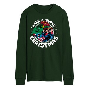 Men's - Marvel - Have A Super Christmas Avengers Long Sleeve Graphic T-Shirt - 1 of 2