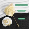 Unique Bargains Wedding Groom Suit Ribbon Rose Flower Lapel Pin with Gold Leaf 1 Pc - 2 of 4