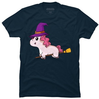 Men's Design By Humans Witch Unicorn Halloween T Shirt By thebeardstudio T-Shirt