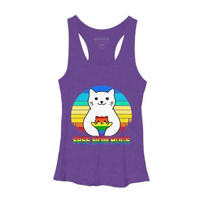 Adult Design By Humans Free Mom Cat Hugs Pride Sunrise By Avocato Racerback Tank Top
