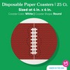 Big Dot of Happiness 25 Ct Football Drink Coasters, 4-Inch Disposable Round Paper Coasters for Birthday Party, Cocktail Table Decor for Bar Drinks - 4 of 4