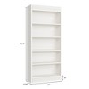 71" Farmhouse Bookcase w/ Double Fluted Design, 5 Tier Tall Bookshelf with Wooden Base, Rustic Vintage Wooden Bookshelf for Office Library - 2 of 4