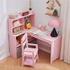 Kids Corner Desk, Desk and Chair Set for Children, L Shape Kids Study Table Features Bulletin Board Open Shelves - 2 of 4