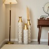 ORRD Mother's Day Gift Set - Gilded White 3D Relief Flower Metal Vase Set 24" 29" 32" Height for Home Decor - 2 of 4