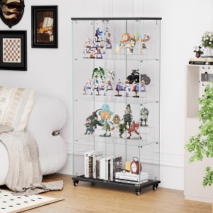 Racxily 4 Tier Glass Display Cabinet, with 2 Locks, Floor Standing Storage Cabinet with 6 Acrylic Shelves for Living Room, Bedroom - 1 of 4
